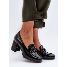 S.Barski Női magas sarkú cipő, lakkozott Fekete 1