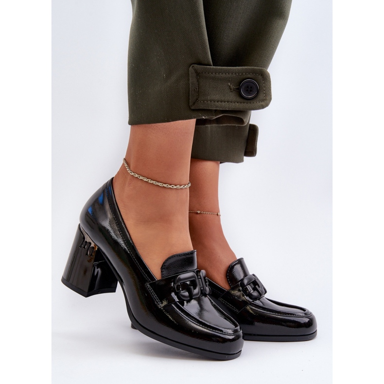 S.Barski Női magas sarkú cipő, lakkozott Fekete 1