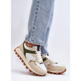 Női sportcipők bézs/zöld platformon 1