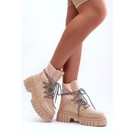 FB3 Bézs színű női velúr bokacsizma 2