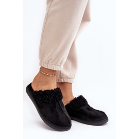 Inblu Fekete női papucs bundával 1