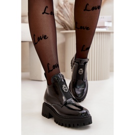 Női bőr bokacsizma Zazoo Black díszítéssel fekete 1