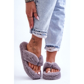 Női szőrme Flip-Flops szürke 1