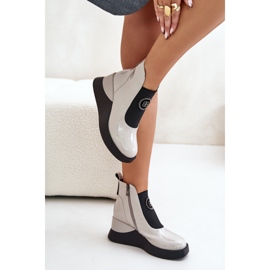 Női bokacsizma S.Barski Light Grey platformon szürke 1