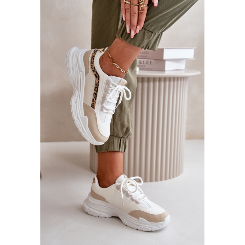 Bézs/Leopárd sportcipő masszív talppal 1