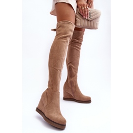 Step in style Térdig érő csizma Mephal NS362P bézs velúr modell - Lépj stílusosan 1