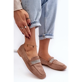 Női mokaszinok strasszokkal Barna 1