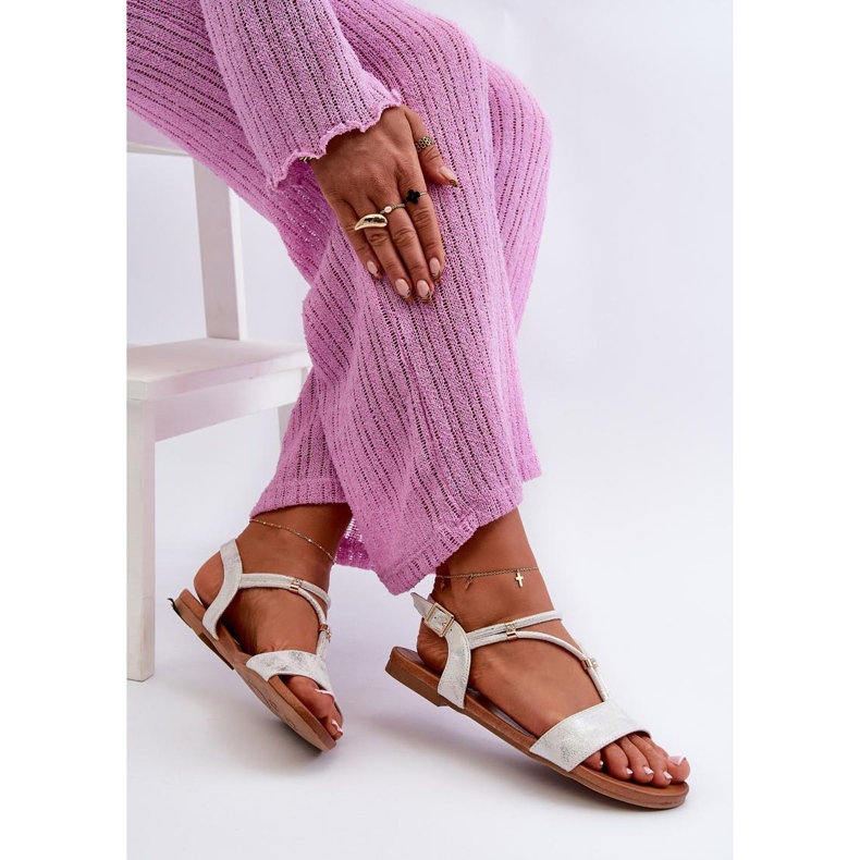 Step in style S.Barski KV27-010 modell szandál fehér/ezüst - Lépjen stílusosan 1