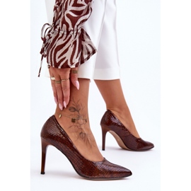 Step in style Magassarkú Lewski modell Shoes 2659 Brown Wąż - Lépj stílusosan barna 2