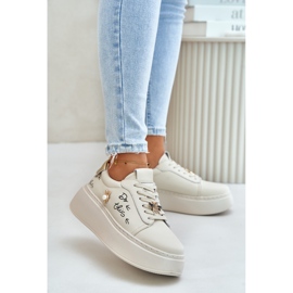 Vinceza Természetes bézs bőrből készült női tornacipő 1