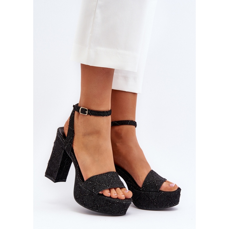 Divatos női szandál textil anyagból fekete 1 Divatos női szandál textil anyagból fekete 1