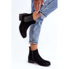 Klasszikus női bokacsizma öko-velúrból Fekete 1