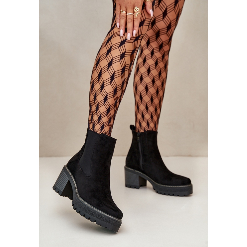 Női velúr csizma, vastag aljú, fekete 1 Női velúr csizma, vastag aljú, fekete 1