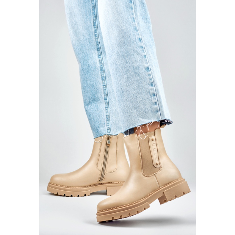 Női Chelsea csizma 250004TA-PU bézs 2