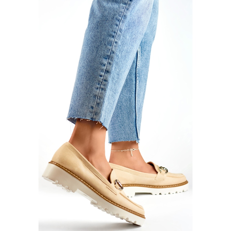 Női cipő díszítéssel GQ97BE, bézs 1 Női cipő díszítéssel GQ97BE, bézs 1