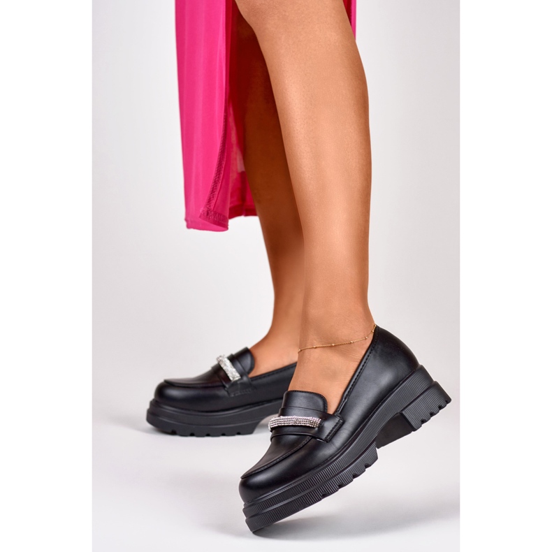 Női cipő cirkóniával B2732B, fekete 2