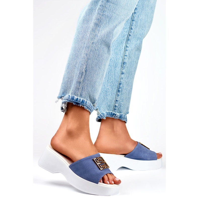 Női papucs GD-XF1000B díszítéssel, kék 1