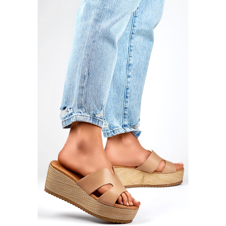 Női Wedge Flip-Flops YD8H-19KH Bézs 1