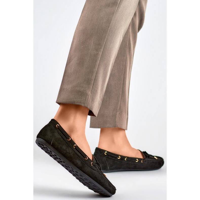 QQ5B női mokaszin masnival fekete 1