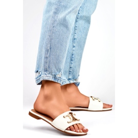 Női papucs 5174W, díszítéssel fehér 1