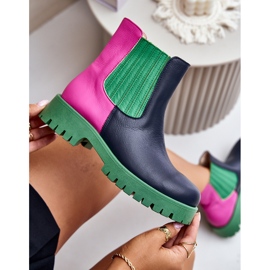 Lewski Shoes Női bebújós bőr lapos csizma Lewski 3611 Multicolor kék 2