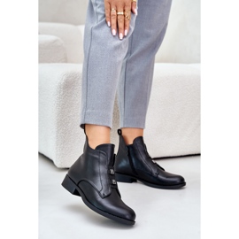 Szigetelt női csizma lapos sarkú Eco bőrből S.Barski HY42-716 fekete 2