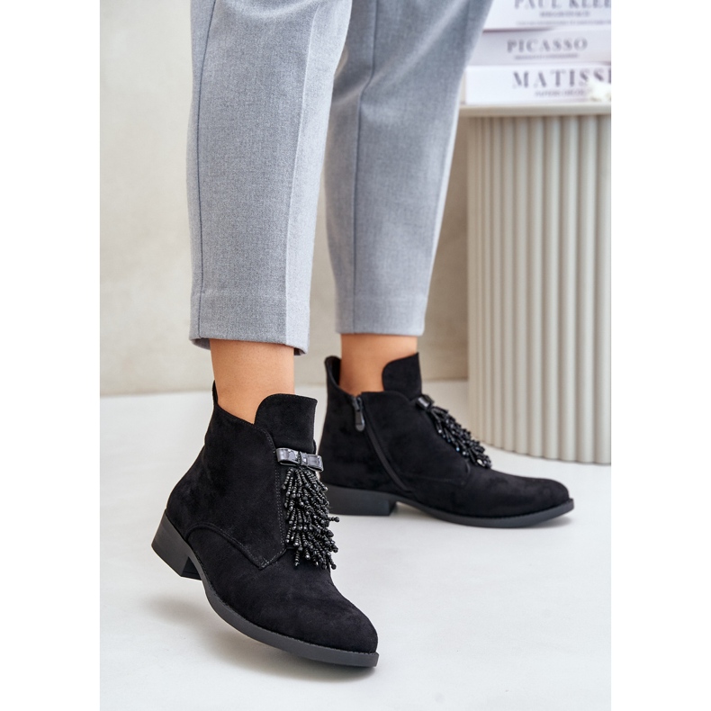 Szigetelt alacsony csizma cipzáras díszítéssel S.Barski HY42-715 Fekete 2