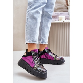 Bőr tornacipő a Maciejka Platformon 06767-15 Fuchsia fekete 2