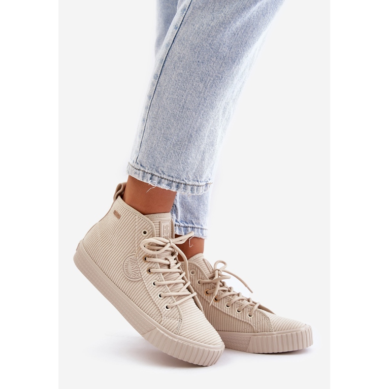 Szigetelt kordbársony női tornacipő Big Star OO274771 Hi-Poly System bézs 1