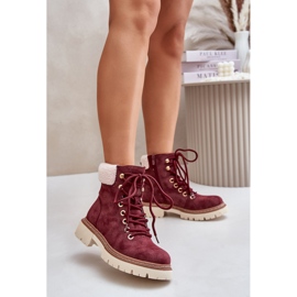 Hőszigetelt női csizma cipzárral, bordó Ferelia piros 2