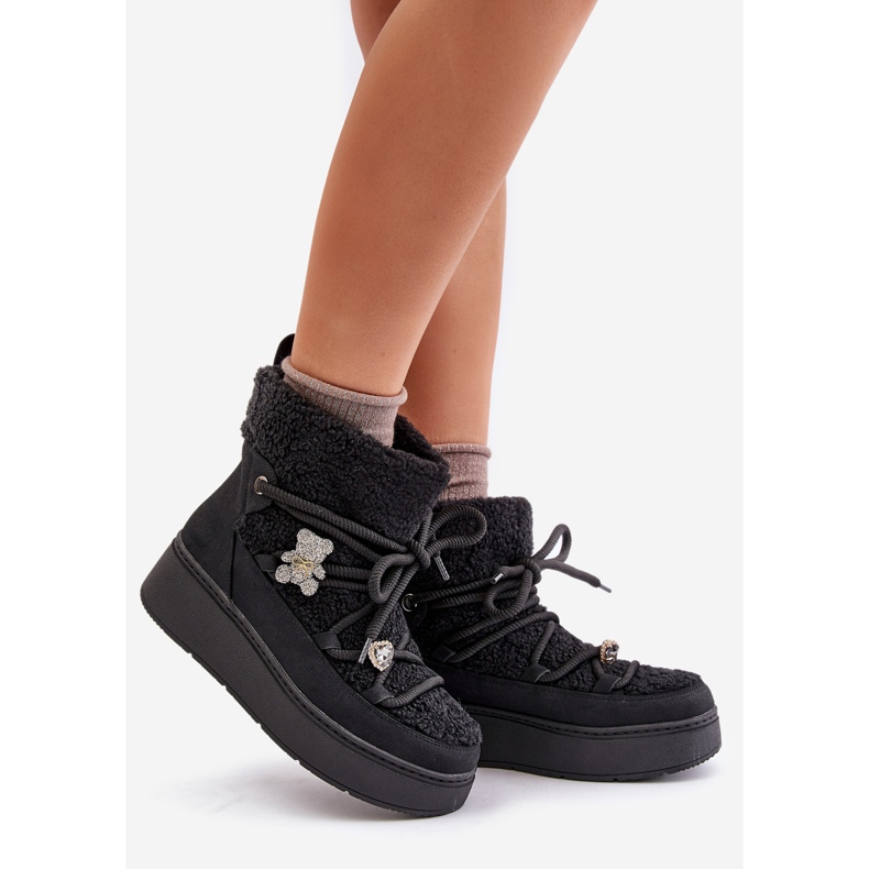 Fekete Almatiza női hócsizma tűvel és szőrmével 1 Fekete Almatiza női hócsizma tűvel és szőrmével 1