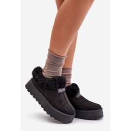 Alacsony szárú hócsizma szőrmével a platformon, Eco Suede, Black Neathoria fekete 1