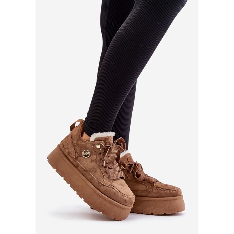 Barna Velarisea női platform tornacipő szőrme béléssel 1