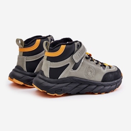 Gyerek túracipők tépőzárral szigetelt, Big Star OO374181 khaki zöld 2