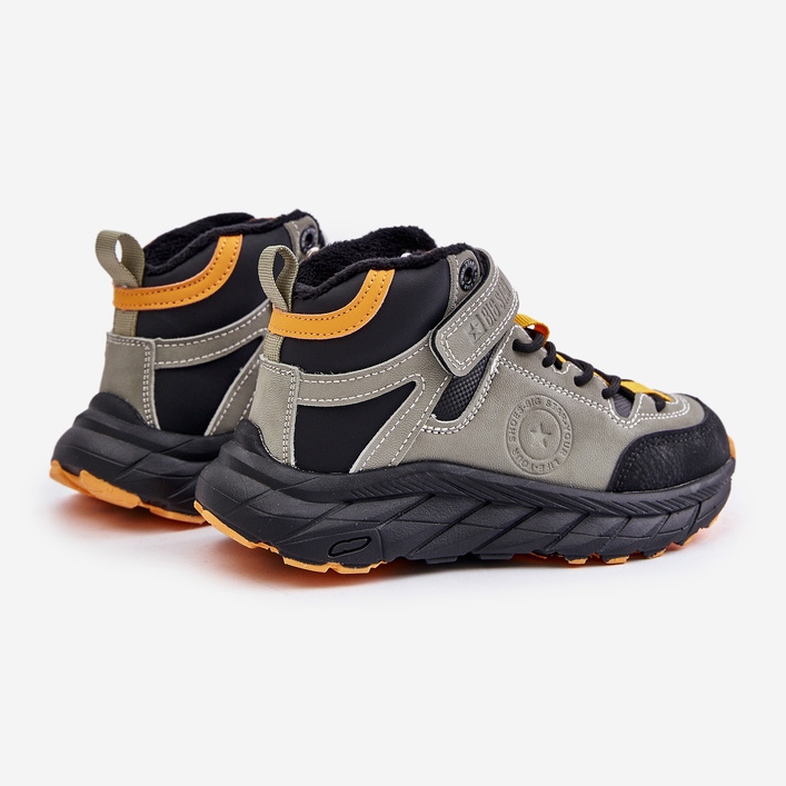 Gyerek túracipők tépőzárral szigetelt, Big Star OO374181 khaki zöld 2