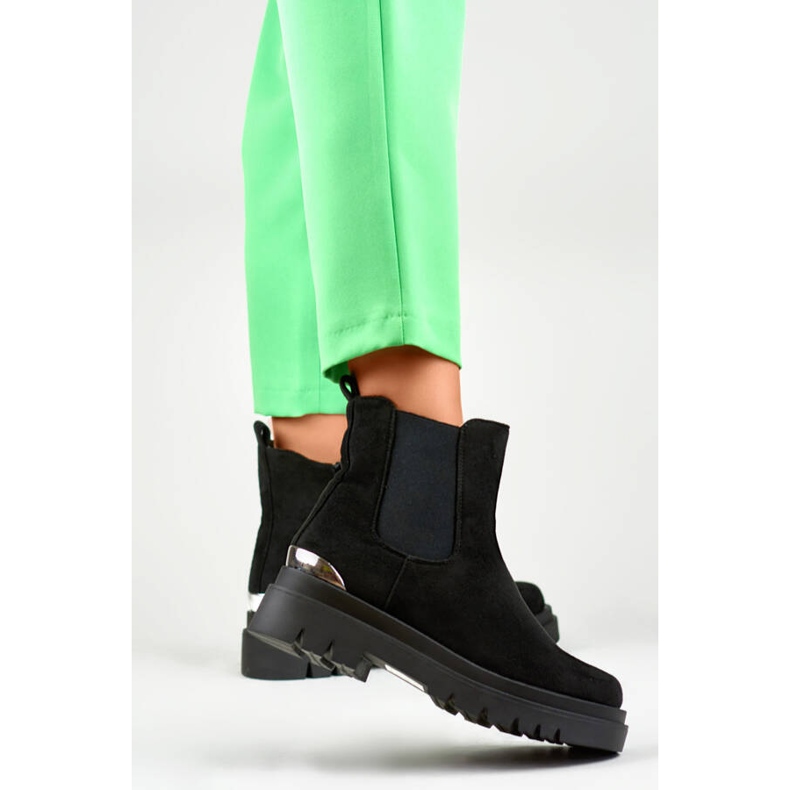 Női velúr Chelsea csizma, fekete, XJ-351B 2