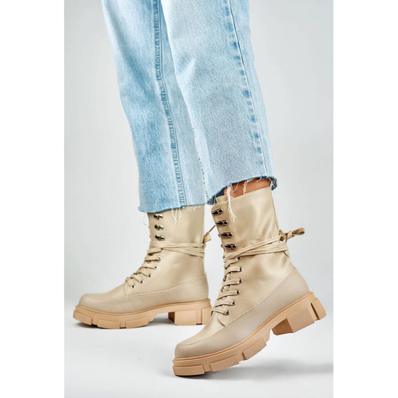 Női szigeteletlen bokacsizma, bézs JH21-31BE 1 Női szigeteletlen bokacsizma, bézs JH21-31BE 1