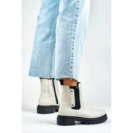 Női bokacsizma vastag talppal, világos bézs Laura La.Fi 250004BE-PU 2