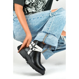 Hőszigetelt női munkáscsizma pántokkal, fekete 250043BW-PU fehér 2 Hőszigetelt női munkáscsizma pántokkal, fekete 250043BW-PU fehér 2