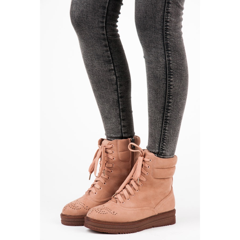 Vices Fűzős csizma az emelvényen rózsaszín 1 Vices Fűzős csizma az emelvényen rózsaszín 1