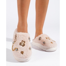 Női bézs papucs Shelovet díszítéssel 2