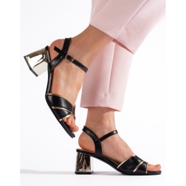 Goodin Női fekete és arany magas sarkú szandál 1