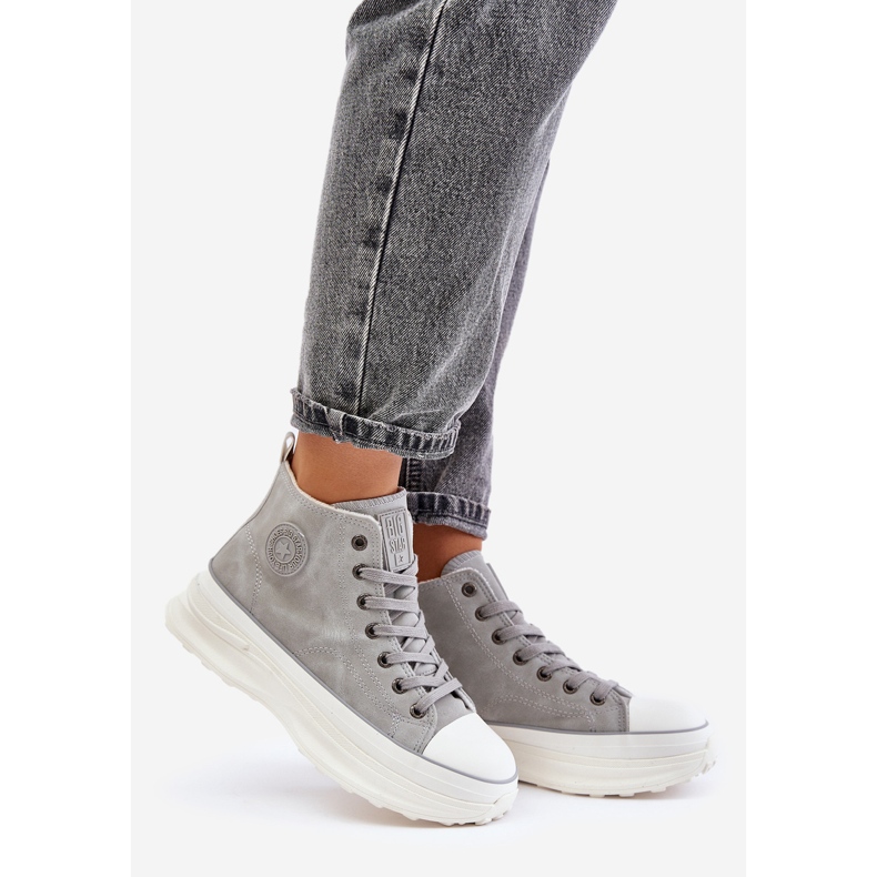 Hőszigetelt női tornacipők a Big Star platformon OO274073 szürke 1