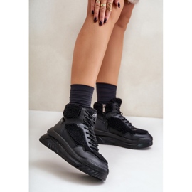 Női tornacipő szőrmével báránybőr Lee Cooper LCJ-24-47-3145 fekete 2