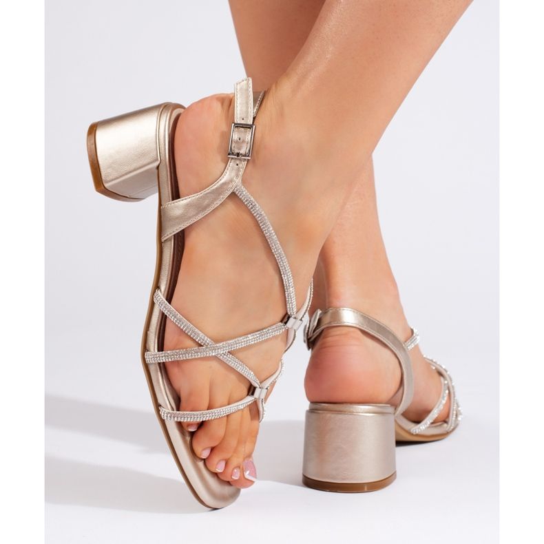 Sergio Leone női arany szandál dekoratív pántokkal aranysárga 2