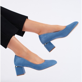 Kék velúr magas sarkú pumpák 1