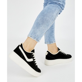 Velúr fekete női platformcipő 1