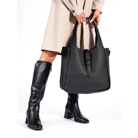 Fekete velúr magas sarkú csizma 1