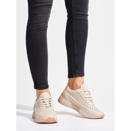 Sergio Leone Női bézs bőr sportcipő 1