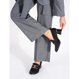 Velúr női cipő vastag sarokkal fekete 2 Velúr női cipő vastag sarokkal fekete 2